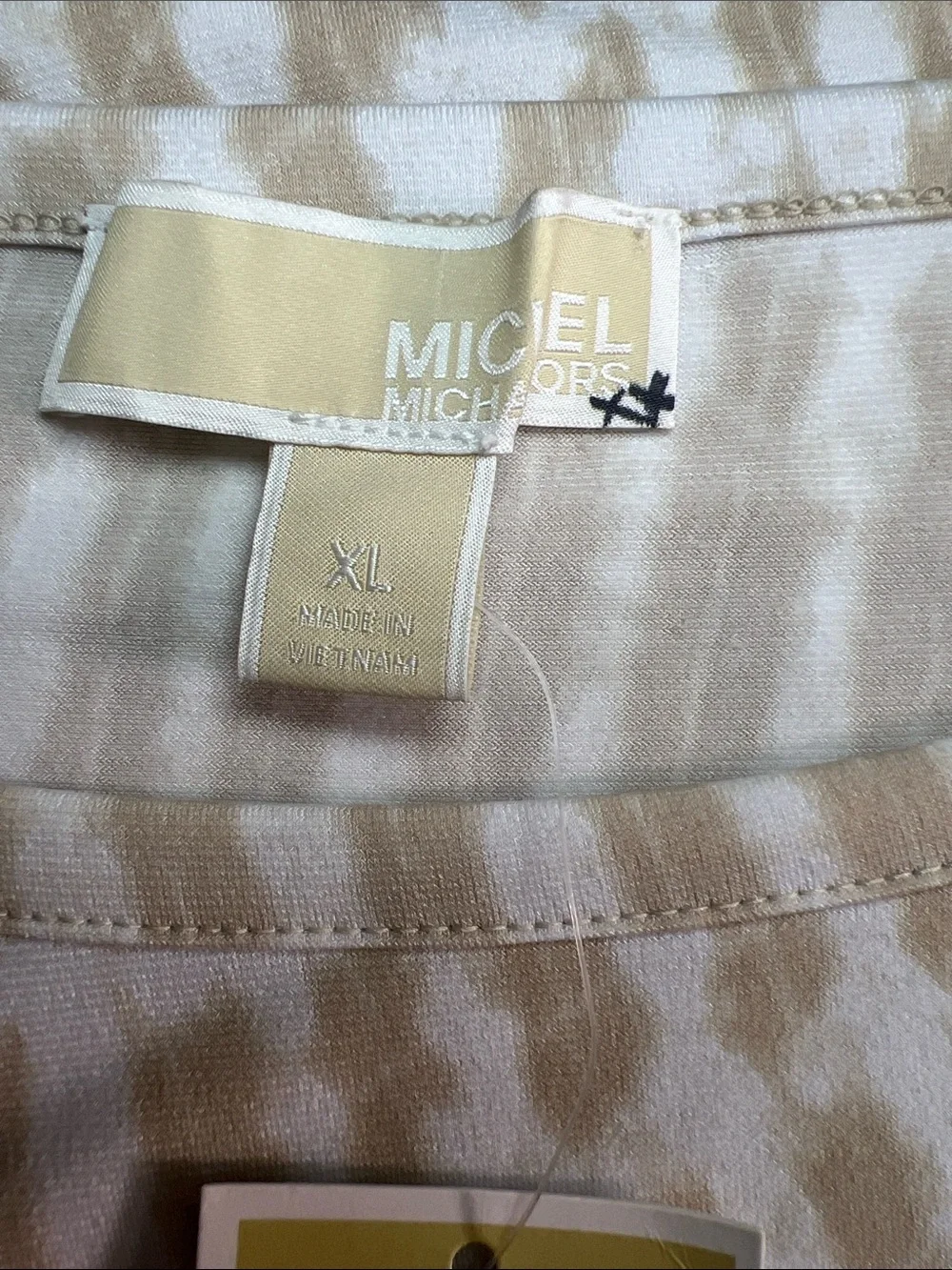 Michael Kors Beige and White Patterned Crochet-Trim Mini Dress size XL - Picture 3 of 9